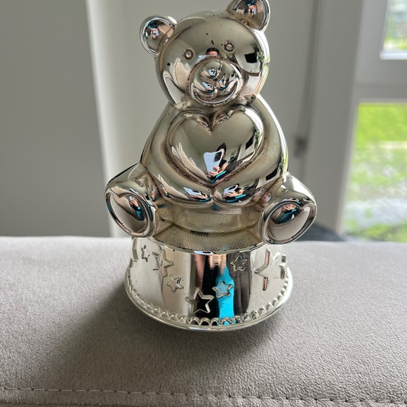 Birks silver teddy bear coin bank. - Picture 2 of 3